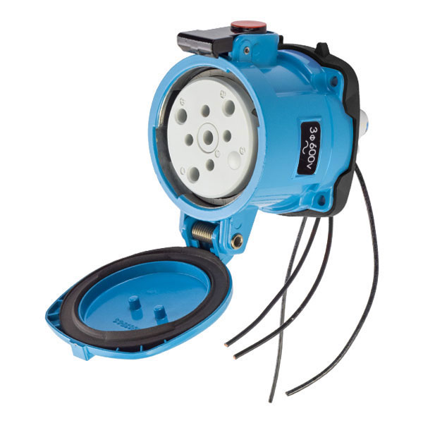 39-64183-K14-264 - DR100 RECEPTACLE METAL BLUE SIZE 4 TYPE 3R 3P+G 100A 600 VAC 60 Hz +4 AUX